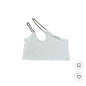 LF Emma & Sam one shoulder double chain strap crop tank top